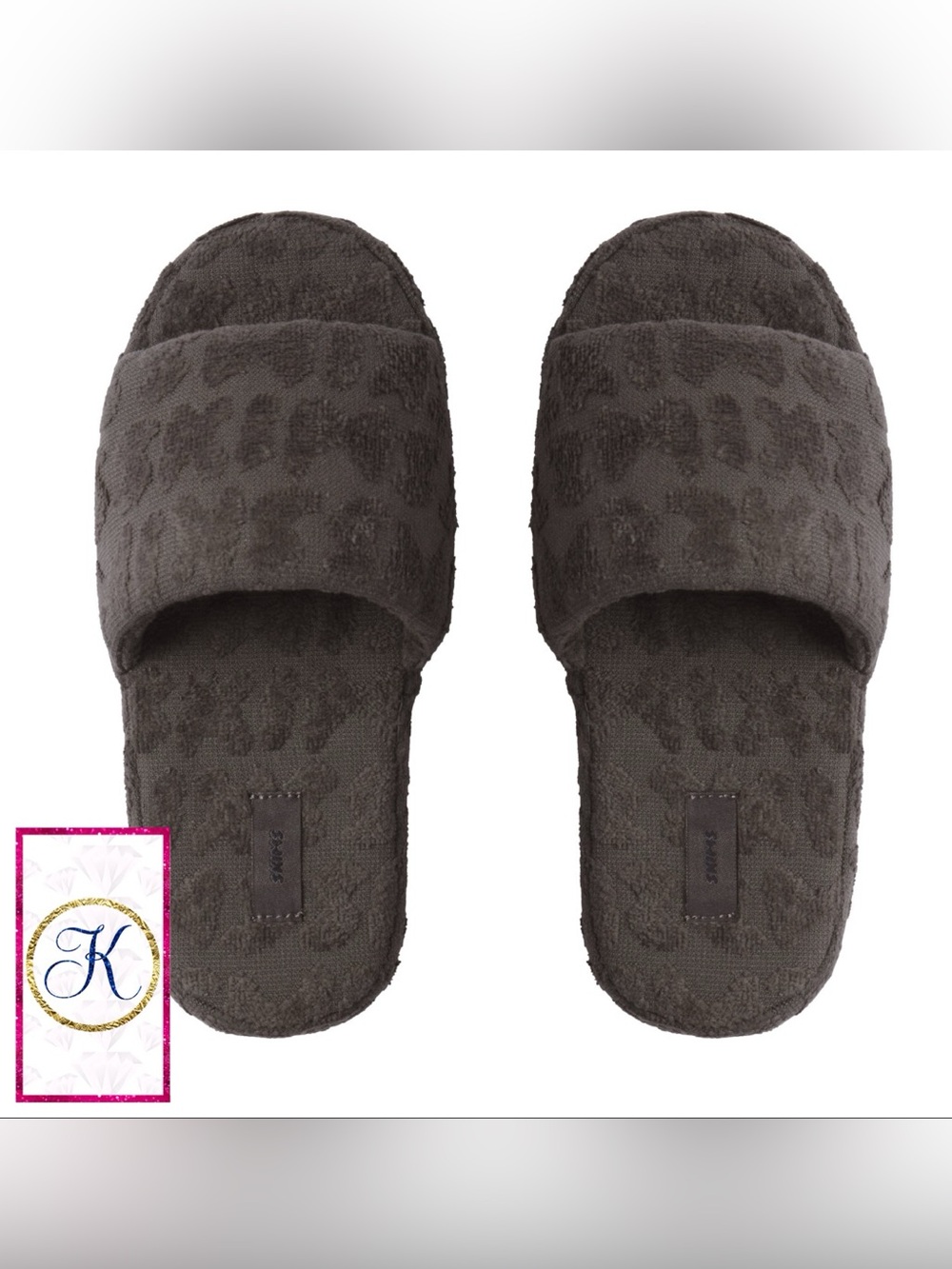 SKIMS Spa Terry Slippers, SKIMS Logo, Gray & Plushie 🎀
